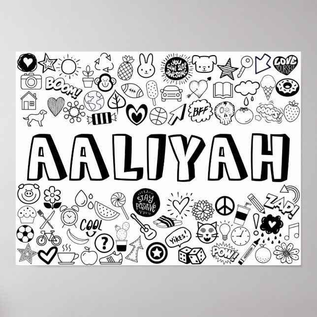 'AALIYAH' Colour-it-Yourself Outline Design Poster (Front)