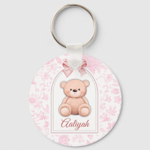 Aaliyah   Custom Pink Teddy Bear Nursery Design  Key Ring