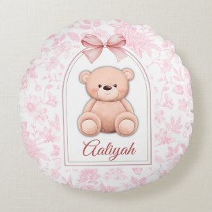 Aaliyah   Custom Pink Teddy Bear Nursery Design  Round Cushion