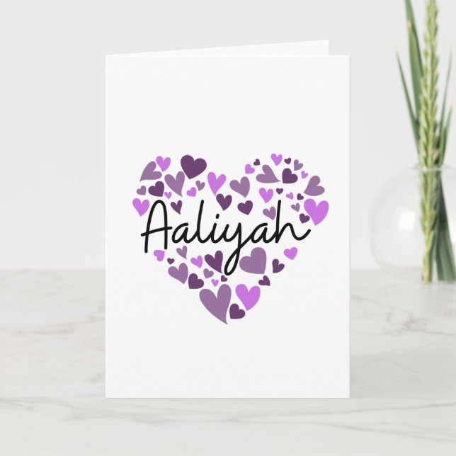 Aaliyah, purple hearts card (Front)