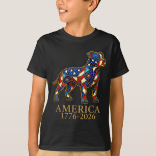 Aamerica 1776-2026 Pit Bull Patriotic Flag Usa T-Shirt