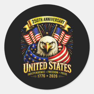 Aamerica 250th Anniversary 1776-2026 Patriotic Usa Classic Round Sticker