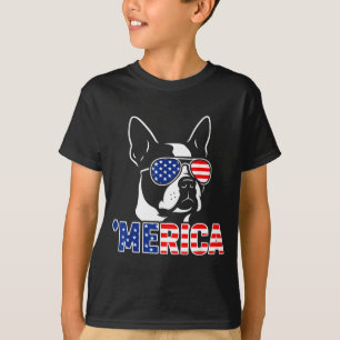 Aamerica Boston Terrier Patriotic 4th Of July Dog T-Shirt