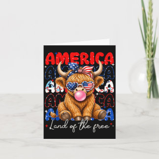 Aamerica Land Of The Highland Cow Patriotic Women Card