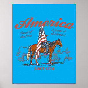 Aamerica Land Of The Western Horse 4th Of July Poster