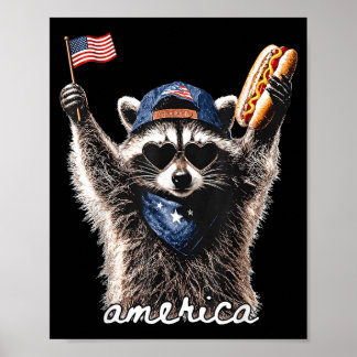 Aamerica Patriotic Racoon Poster