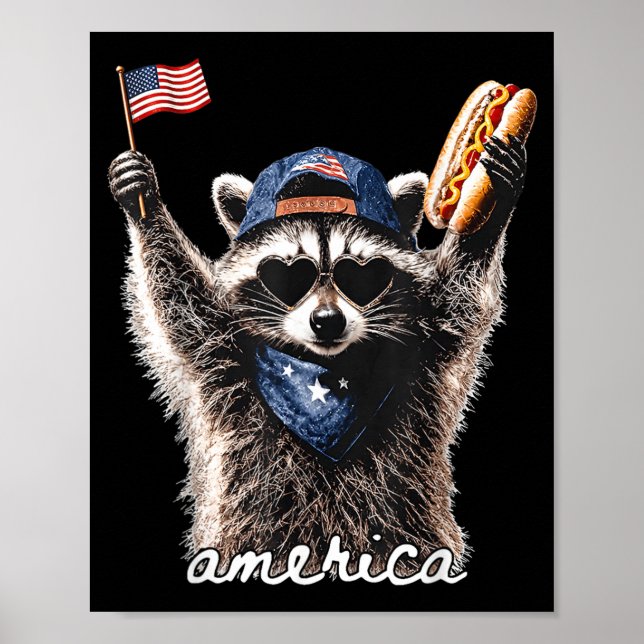 Aamerica Patriotic Racoon Poster (Front)