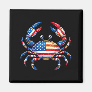Aamerican Flag Crab Patriotic 4th Of July Seafood Magnet