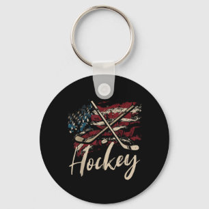 Aamerican Flag Hockey 4th Of July Patriotic Sports Key Ring