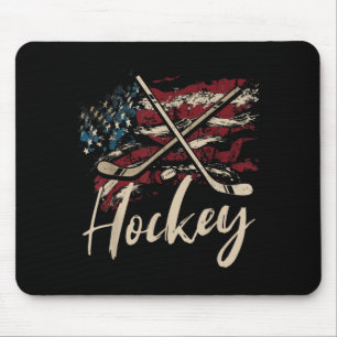 Aamerican Flag Hockey 4th Of July Patriotic Sports Mouse Pad
