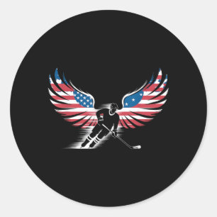 Aamerican Flag Hockey Classic Round Sticker