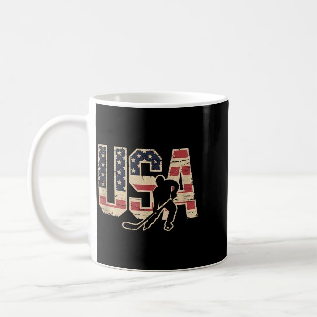 Aamerican Flag Hockey Coffee Mug (Left)