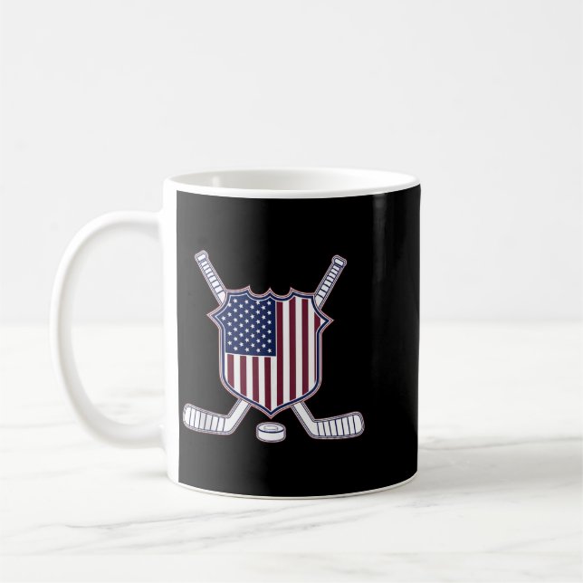 Aamerican Flag Hockey Coffee Mug (Left)