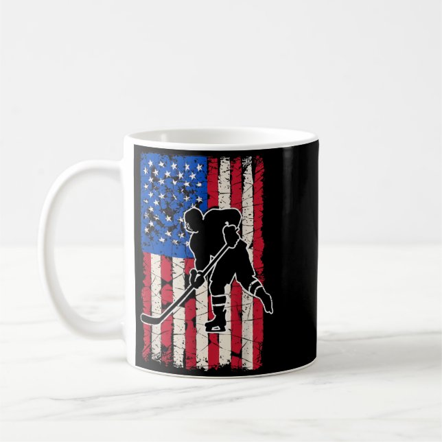 Aamerican Flag Hockey Coffee Mug (Left)