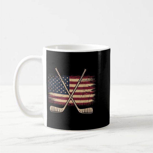 Aamerican Flag Hockey Coffee Mug (Left)