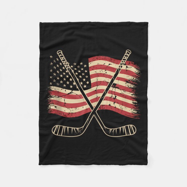 Aamerican Flag Hockey Fleece Blanket (Front)
