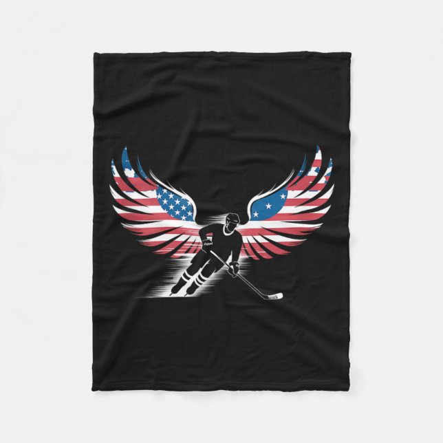 Aamerican Flag Hockey Fleece Blanket (Front)
