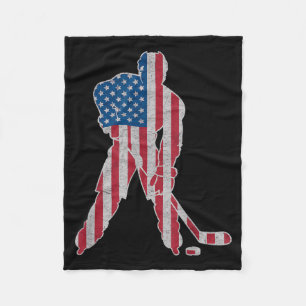 Aamerican Flag Hockey Fleece Blanket