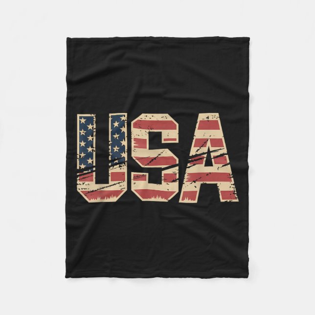 Aamerican Flag Hockey Fleece Blanket (Front)