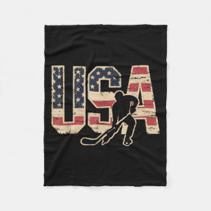 Aamerican Flag Hockey Fleece Blanket