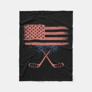 Aamerican Flag Hockey Fleece Blanket