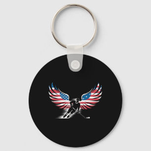 Aamerican Flag Hockey Key Ring