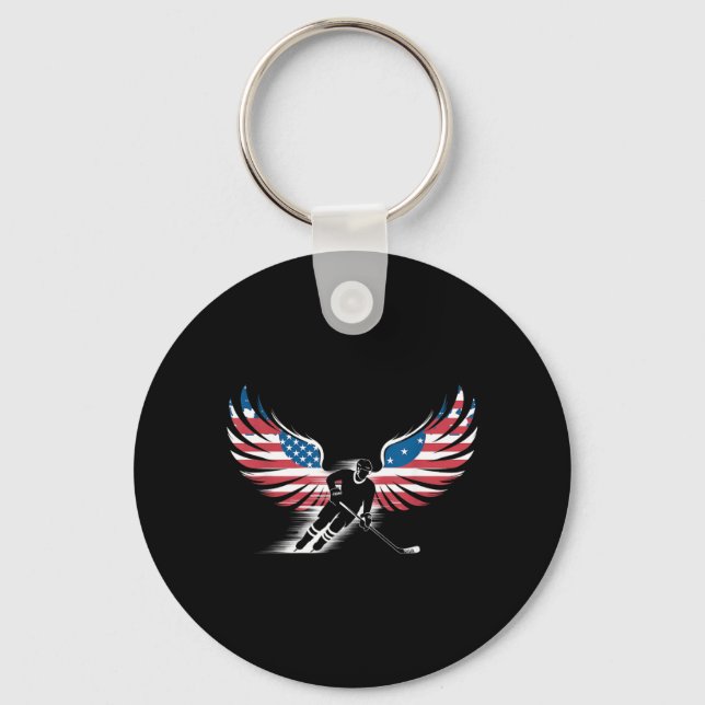 Aamerican Flag Hockey Key Ring (Front)