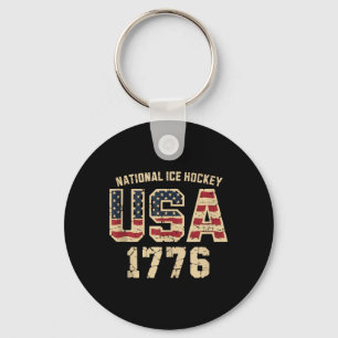 Aamerican Flag Hockey Key Ring