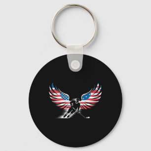 Aamerican Flag Hockey Key Ring