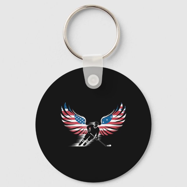 Aamerican Flag Hockey Key Ring (Front)
