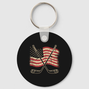 Aamerican Flag Hockey Key Ring