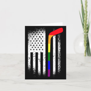 Aamerican Flag Hockey Lgbt-Q Rainbow Bat Gay Pride Card