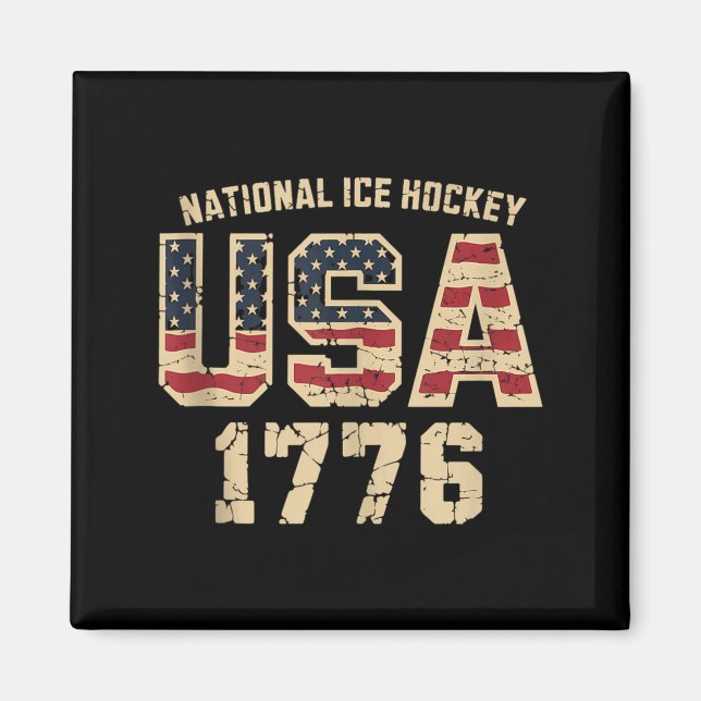 Aamerican Flag Hockey Magnet (Front)