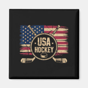 Aamerican Flag Hockey Magnet