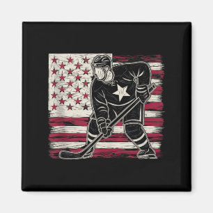 Aamerican Flag Hockey Magnet