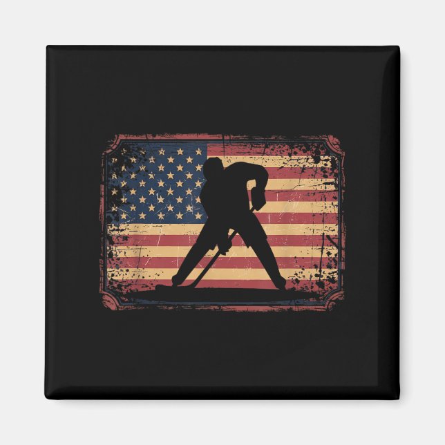 Aamerican Flag Hockey Magnet (Front)