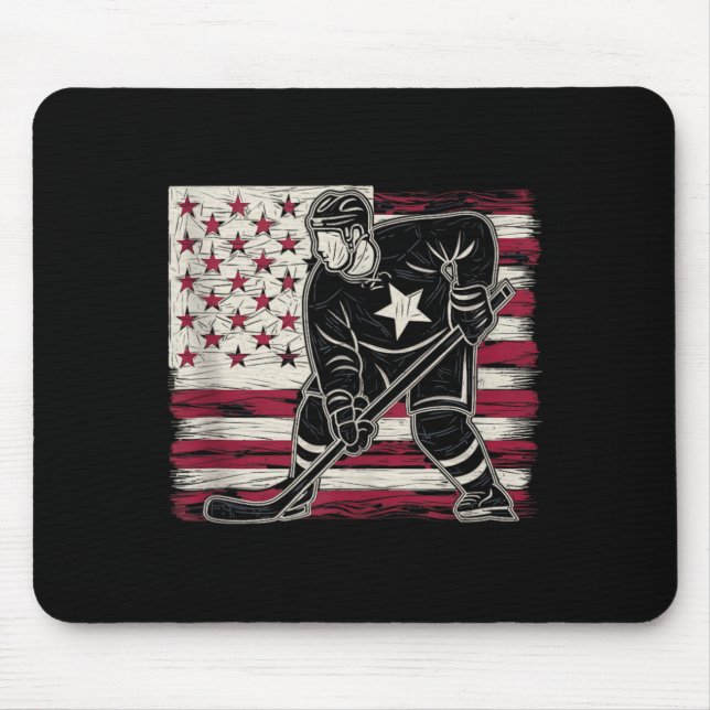 Aamerican Flag Hockey Mouse Pad (Front)