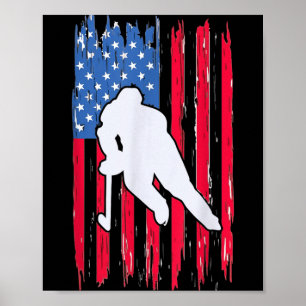 Aamerican Flag Hockey Player 4th Of July Men Women Poster