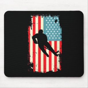 Aamerican Flag Hockey Player Ice Hockey Usa Mouse Pad