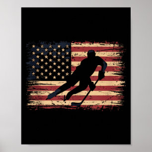 Aamerican Flag Hockey Poster
