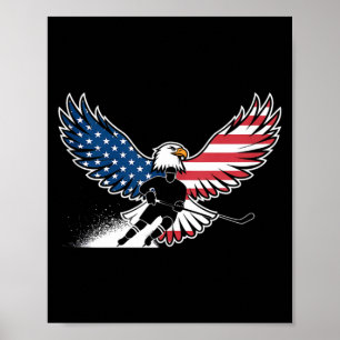 Aamerican Flag Hockey Poster