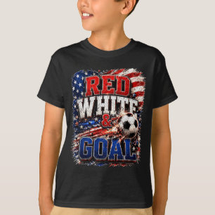 Aamerican Flag Red White And Goal Soccer 4th Of T-Shirt