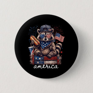 Aamerican Funny Patriotic Racoon 250 Years 4th Of 6 Cm Round Badge