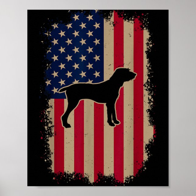 Aamerican Us Flag Pudelpointer Poster (Front)