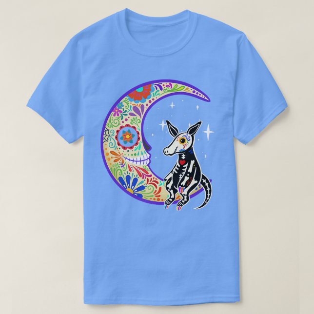 Aardvark Dia de Los Muertos Skeleton  T-Shirt (Design Front)