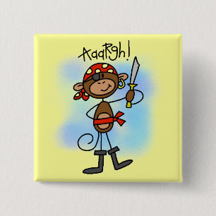 Aargh Monkey Pirate Tshirts and Gifts 15 Cm Square Badge