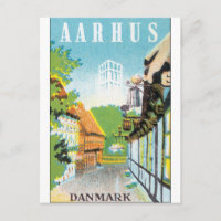 Aarhus Danmark Vintage Travel Poste
