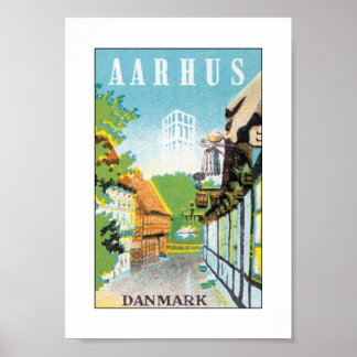 Aarhus Danmark (white) Poster