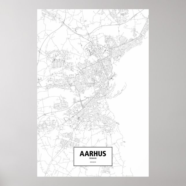 Aarhus, Denmark (black on white) Poster (Front)