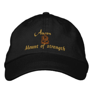 Aaron Name With Hebrew Meaning Black Embroidered Hat